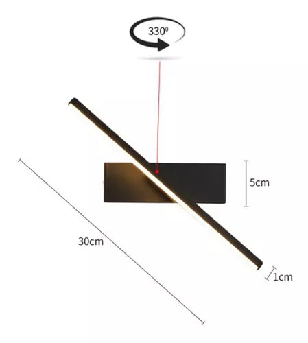 Luminária de parede Flat com rotação de 330°